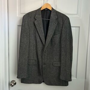 Bert Pulitzer Blazer Mens 42L Gray Herringbone Tweed Camel Wool Suit Coat Jacket